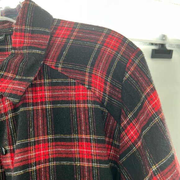 Thread Story Women's Plaid Button Up Top High Side Slits Red/Multi Size Large - Picture 3 of 9